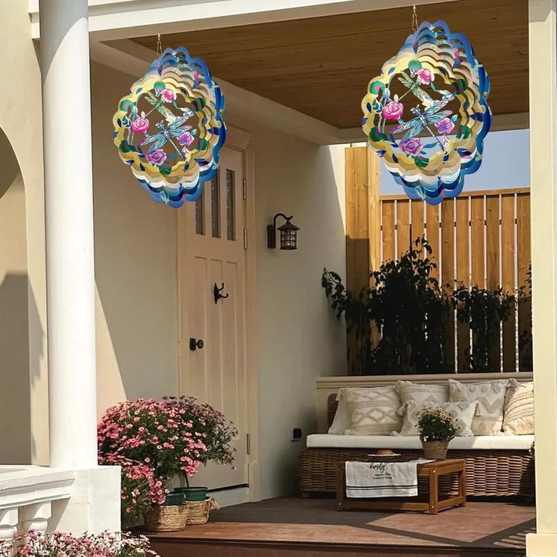 GOTOME Dragonfly Wind Spinners Metal Dragonfly Gifts for Women Mom Grandma,12inch Hanging Wind Spinner for Outdoor&Indoor Decor Wind Kinetic Ornament for Yard Garden Decoration - Image 4